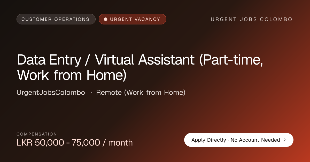 Data Entry / Virtual Assistant (Part-time, Work from Home) — Remote ...